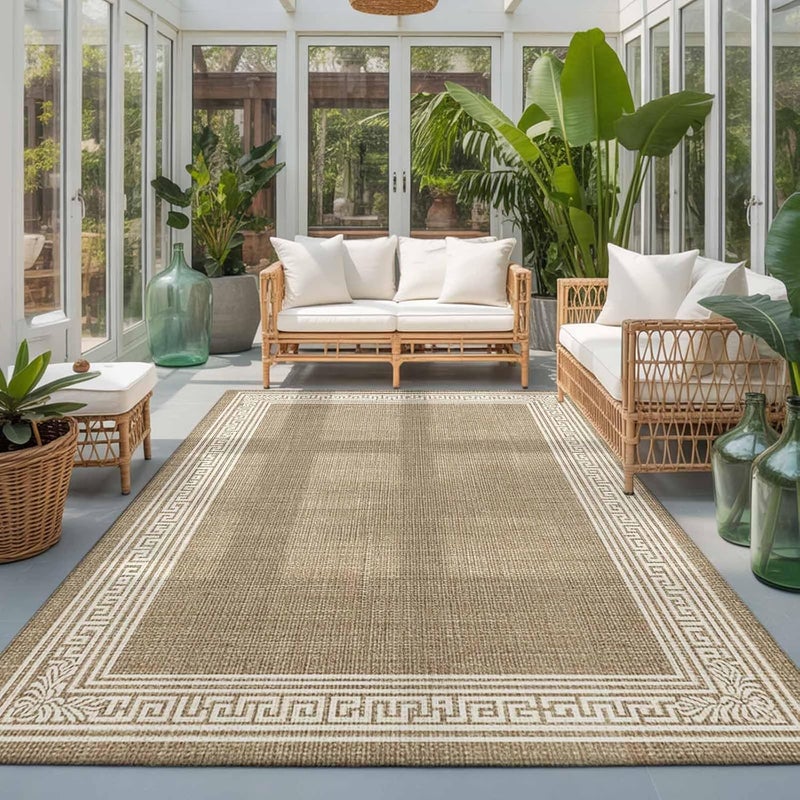 Hallway Runner Rug 2.7'x5', Brown Retro Greek Key Bathroom Area Rugs for Kitchen Bedroom Laundry, Geometric Greece Ancient Meander Fret Non Slip Door Mat Indoor Entrance Floor Throw Bedsides Carpet - Image 4