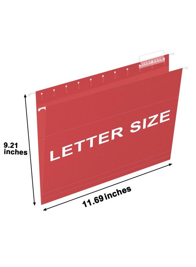 HERKKA Hanging File Folders, 30 Pack Reinforced Letter Size Hanging Folders, Designed for Bulky Files, Filing Cabinet, 1/5-Cut Adjustable Tabs (Red) - Image 2