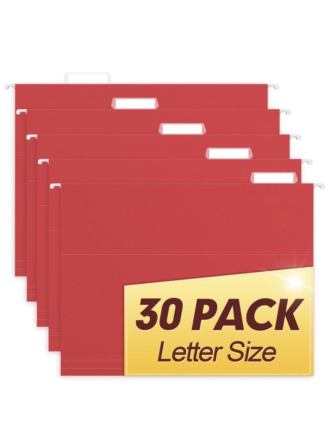 HERKKA Hanging File Folders, 30 Pack Reinforced Letter Size Hanging Folders, Designed for Bulky Files, Filing Cabinet, 1/5-Cut Adjustable Tabs (Red) - Image 1