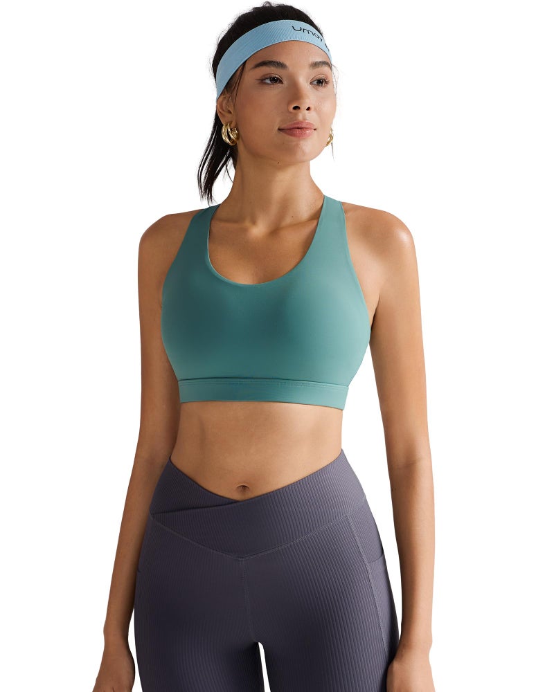 Women's Strappy Criss-Cross Back Sports Bra with Removable Padded Cups, Medium Support, Wire-Free - Image 2