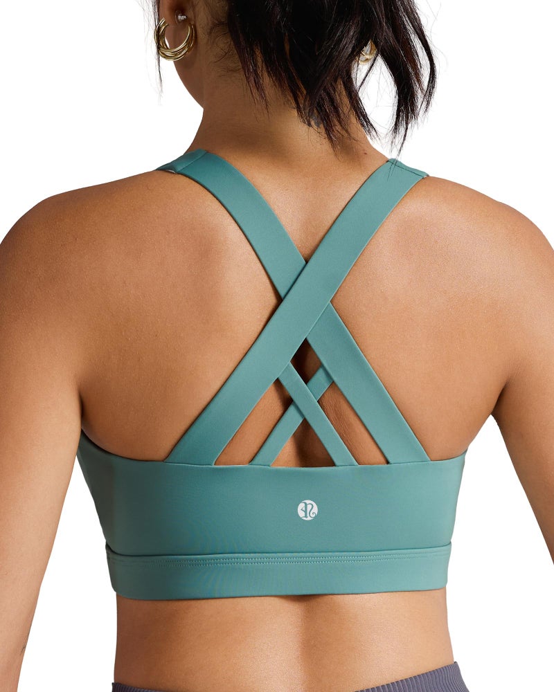 Women's Strappy Criss-Cross Back Sports Bra with Removable Padded Cups, Medium Support, Wire-Free - Image 1