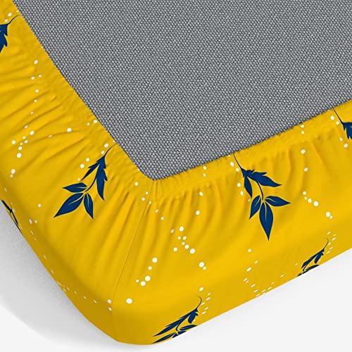 Home Ecstasy 100% Cotton King Fitted Bedsheet with 2 Pillow Covers - (Size 72 x 78 inches, 140 TC, Colour - Yellow) - Image 4