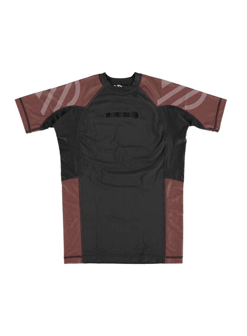 Sanabul  Sanabul Essential Short Sleeve Compression Shirt for Men | MMA Wrestling Jiu Jitsu BJJ Base Layer Rash Guard | Workout Men's Compression Shirt (X-Small, Brown) - Image 2