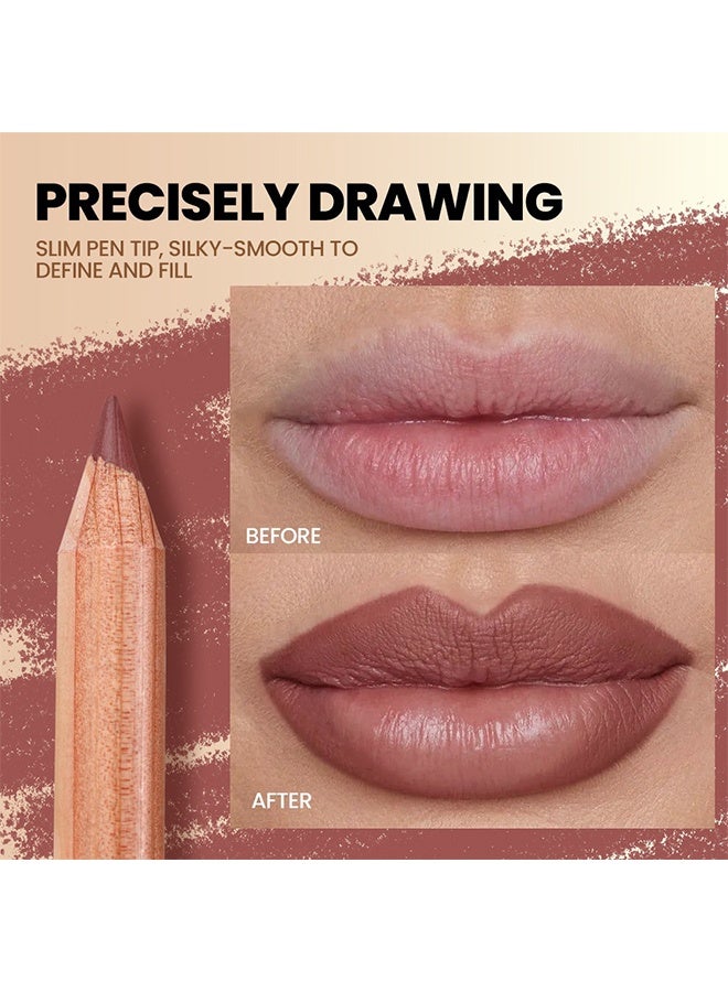 pudaier Flush D Crush, Nude Matte Lip Liner Set, 6 Colors Lipliner Pencil Pack with Sharpener for Define & Sculpt Lip, Long-Lasting Waterproof Non-Smudge Brown Lipliner Delineador De Labios Set 02 - Image 5