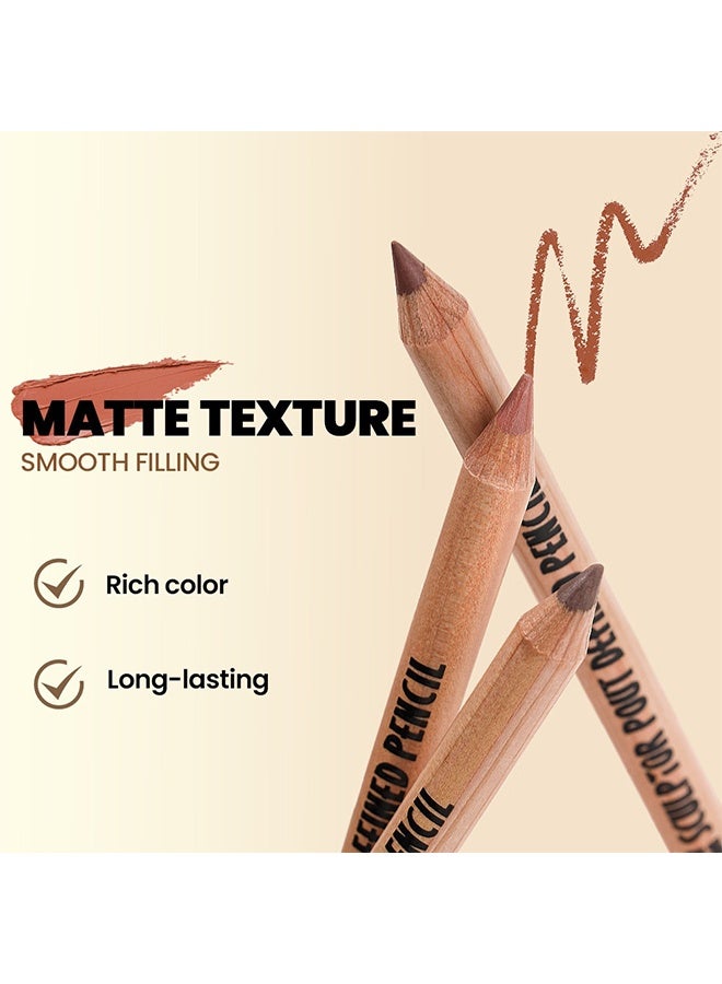pudaier Flush D Crush, Nude Matte Lip Liner Set, 6 Colors Lipliner Pencil Pack with Sharpener for Define & Sculpt Lip, Long-Lasting Waterproof Non-Smudge Brown Lipliner Delineador De Labios Set 02 - Image 4