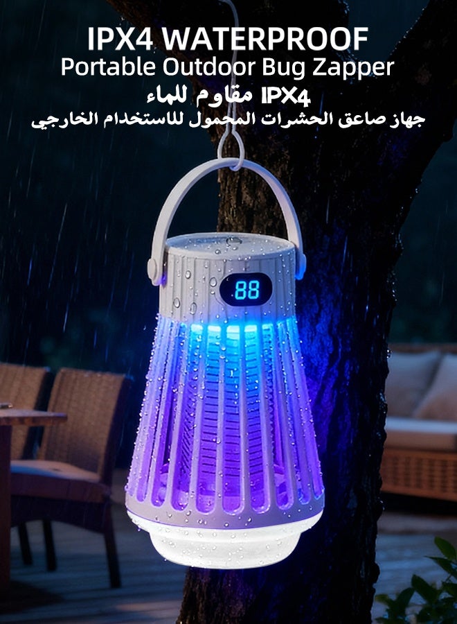 رويال ستار مصيدة ذباب كهربائية محمولة، قاتلة للحشرات الطائرة، مصيدة حشرات خارجية، قاتلة للبعوض، ضوء الأشعة فوق البنفسجية LED، مصيدة ذباب مقاومة للماء 2000 فولت، للاستخدام الداخلي في الفناء والحديقة - Image 4