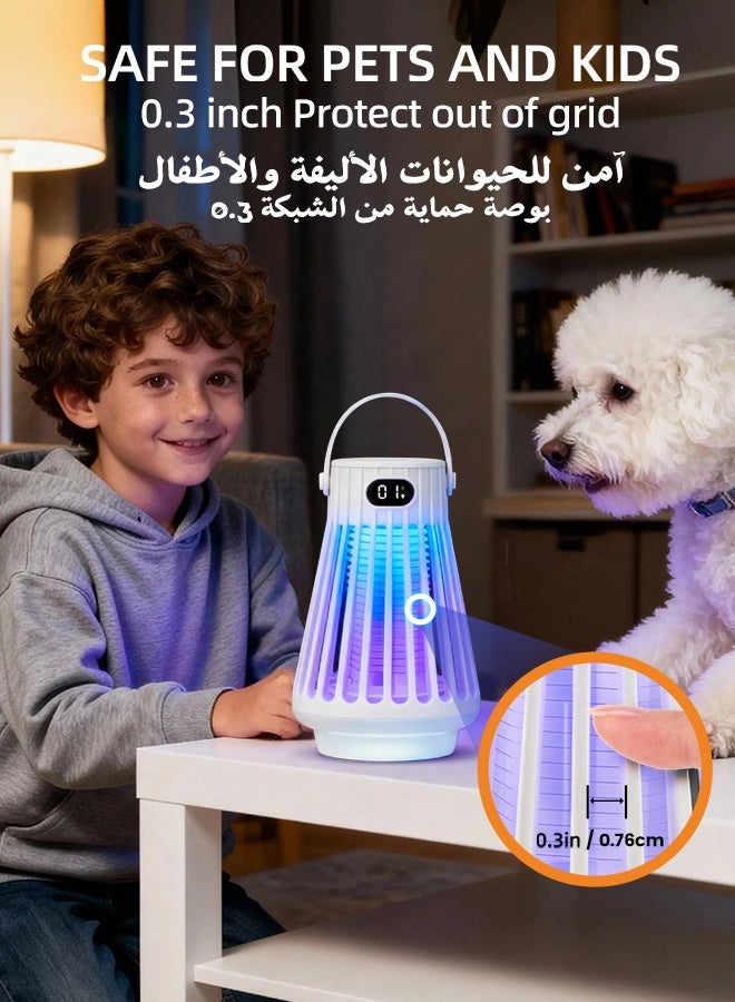 رويال ستار مصيدة ذباب كهربائية محمولة، قاتلة للحشرات الطائرة، مصيدة حشرات خارجية، قاتلة للبعوض، ضوء الأشعة فوق البنفسجية LED، مصيدة ذباب مقاومة للماء 2000 فولت، للاستخدام الداخلي في الفناء والحديقة - Image 5