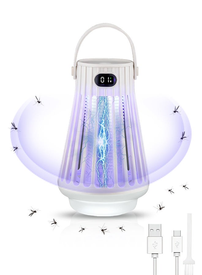 رويال ستار مصيدة ذباب كهربائية محمولة، قاتلة للحشرات الطائرة، مصيدة حشرات خارجية، قاتلة للبعوض، ضوء الأشعة فوق البنفسجية LED، مصيدة ذباب مقاومة للماء 2000 فولت، للاستخدام الداخلي في الفناء والحديقة - Image 1