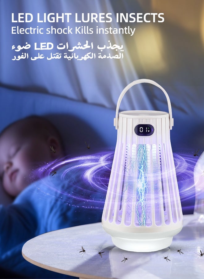 رويال ستار مصيدة ذباب كهربائية محمولة، قاتلة للحشرات الطائرة، مصيدة حشرات خارجية، قاتلة للبعوض، ضوء الأشعة فوق البنفسجية LED، مصيدة ذباب مقاومة للماء 2000 فولت، للاستخدام الداخلي في الفناء والحديقة - Image 2