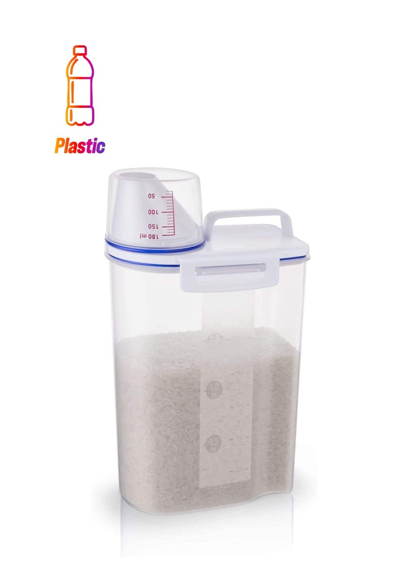 CLICKMART 2 Liter Plastic Food Storage Cereal Container with Measuring Cup  - Image 1
