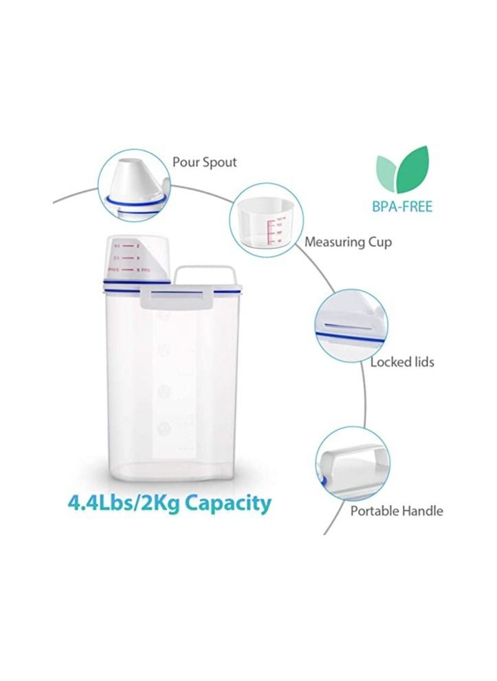 CLICKMART 2 Liter Plastic Food Storage Cereal Container with Measuring Cup  - Image 2