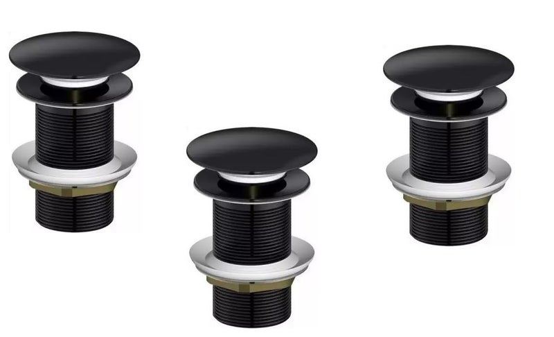 Spazio Black Series Finish Popup Basin DrainerWaste Coupling Pack of 03 Waste Coupling Bathroom Wash BasinVessel Sink 5 Inch Pop Up Flush Valve Faucet - Image 1