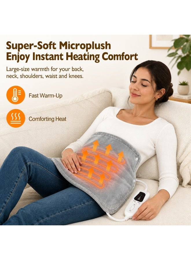 Celeritek Electric Heating Pad for Neck and Shoulder with 6 Heating & 4 Timer Settings, Fast Heating Large Size Heated Wrap with Auto Shut Off & Machine Washable (Silver Gray, 58x42 cm) - Image 2