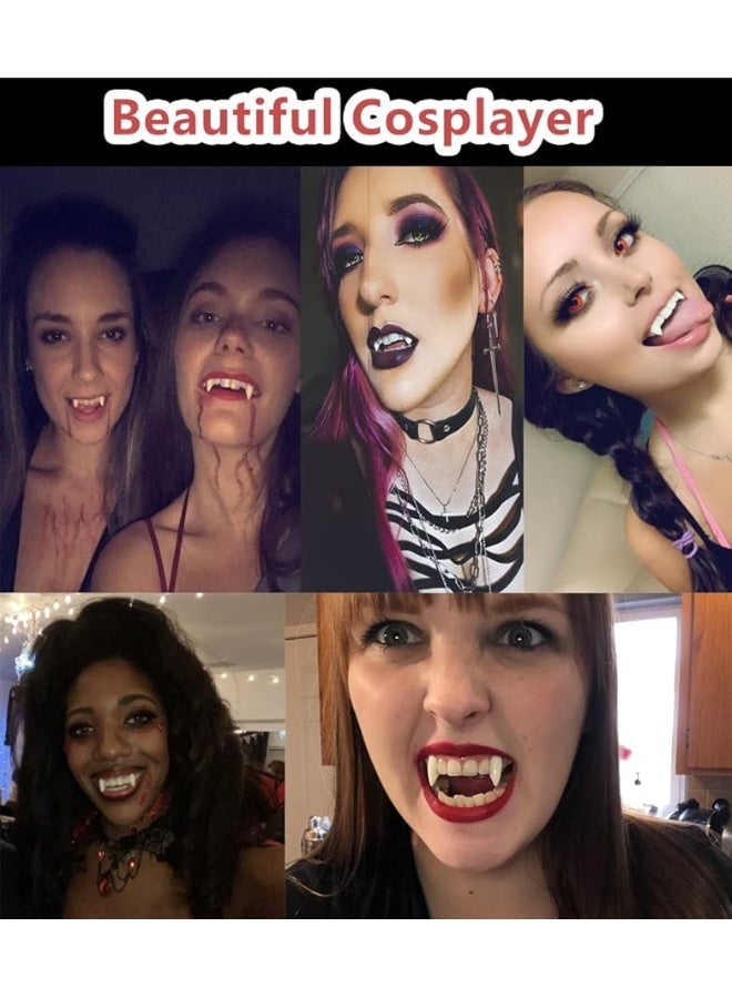 COOLJOY 3 Sizes Vampire Fangs Teeth with Adhesive Halloween Cosplay Props White Horror False Teeth Props Party Favors Masquerade Accessories Gift - Image 4