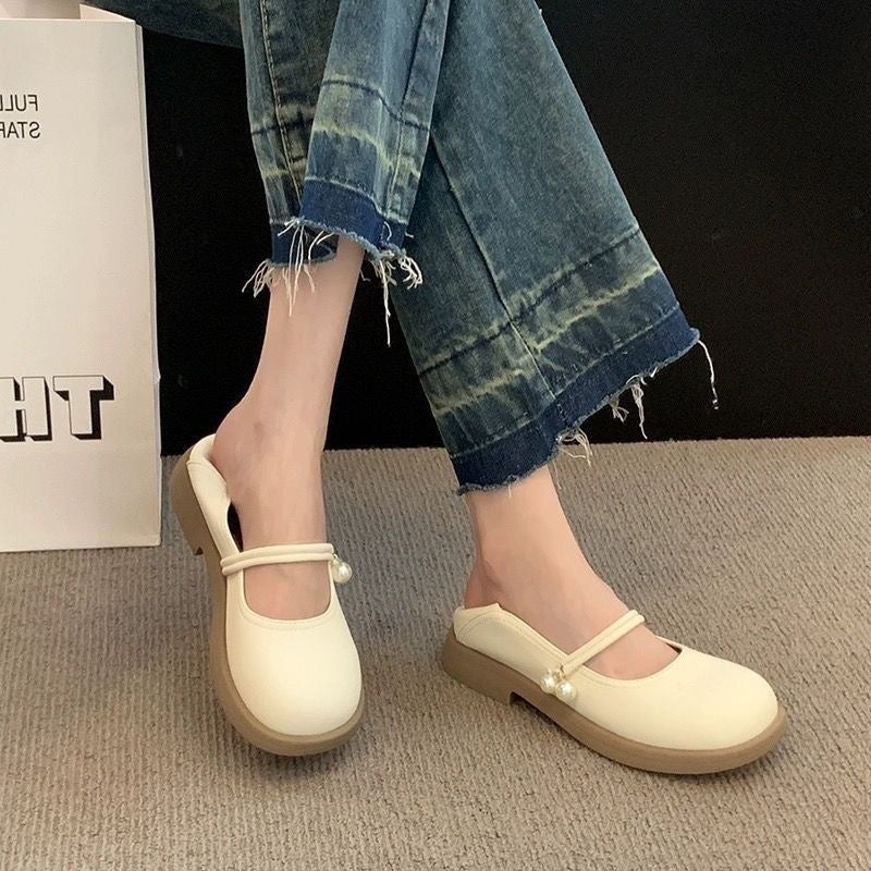 Mary Jane Shoes Small Leather Shoes Shoes Two-Wear Loafers Gentle French Shoes Comfortable - Image 2