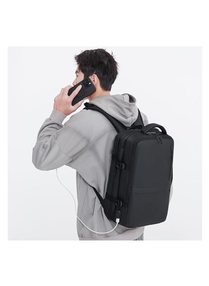 RAHALA Rahala Casual Laptop Travel Bag, Waterproof Backpack with USB Charging Port - Gray - No:RA1904  - Image 2