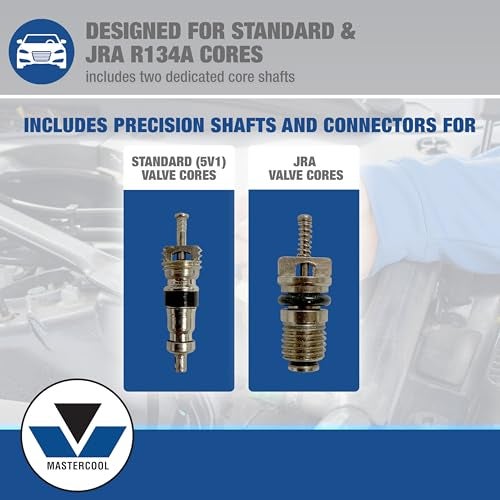 Mastercool 58531 Valve Core Remover/Installer Kit – For R134a Standard & JRA Valve Cores – Service Under Pressure Without Releasing Refrigerant – Includes Adapters & Carrying Case - Image 3