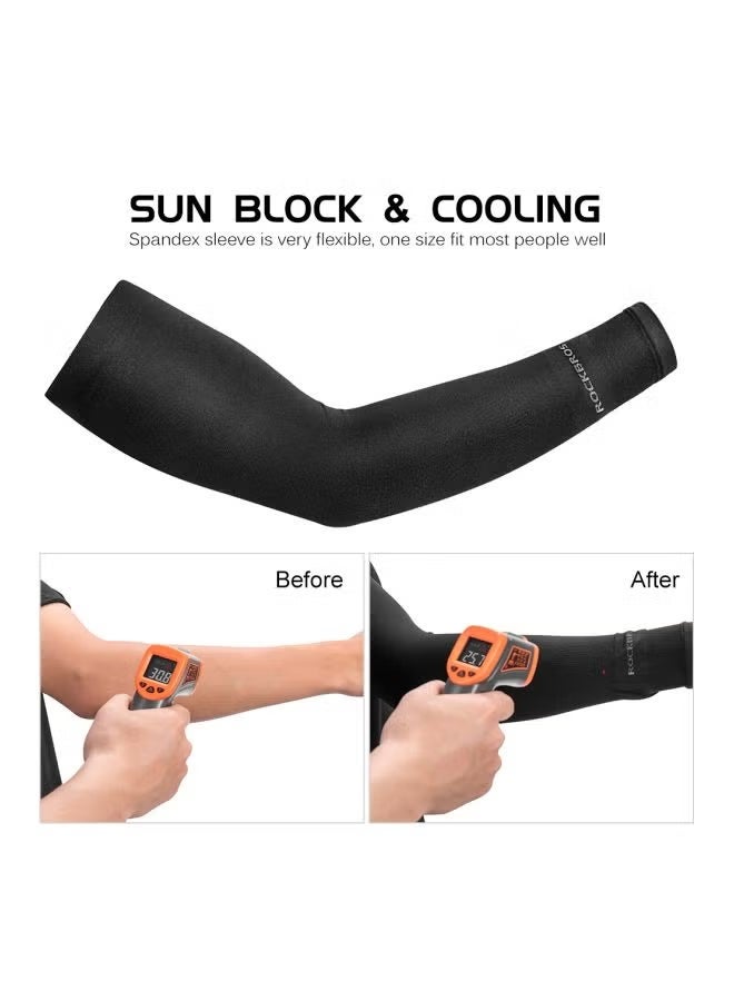 روكبروز 4 Pairs Of Coolinf Arm Sleeves, Cooling Breathable Fabric UV Protection Sleeves, Sun Block for Cycling Golf Driving Fishing and Desert Sports for Men and Women, Black - Image 4