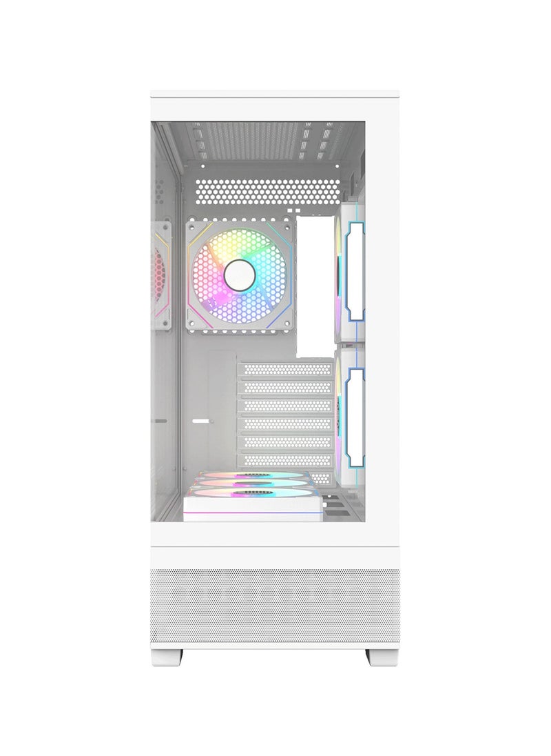 CRUISER حافظة كمبيوتر AceGeek Cruiser L460، مبرد يصل إلى 360 مم و9 مراوح، زجاج مقسّى 0.7 مم ومادة SPCC، USB 3.0، USB 2.0، Type-C، منافذ إدخال/إخراج صوتية عالية الدقة، أبيض | AG-CRUISER-L460-WH  - Image 5