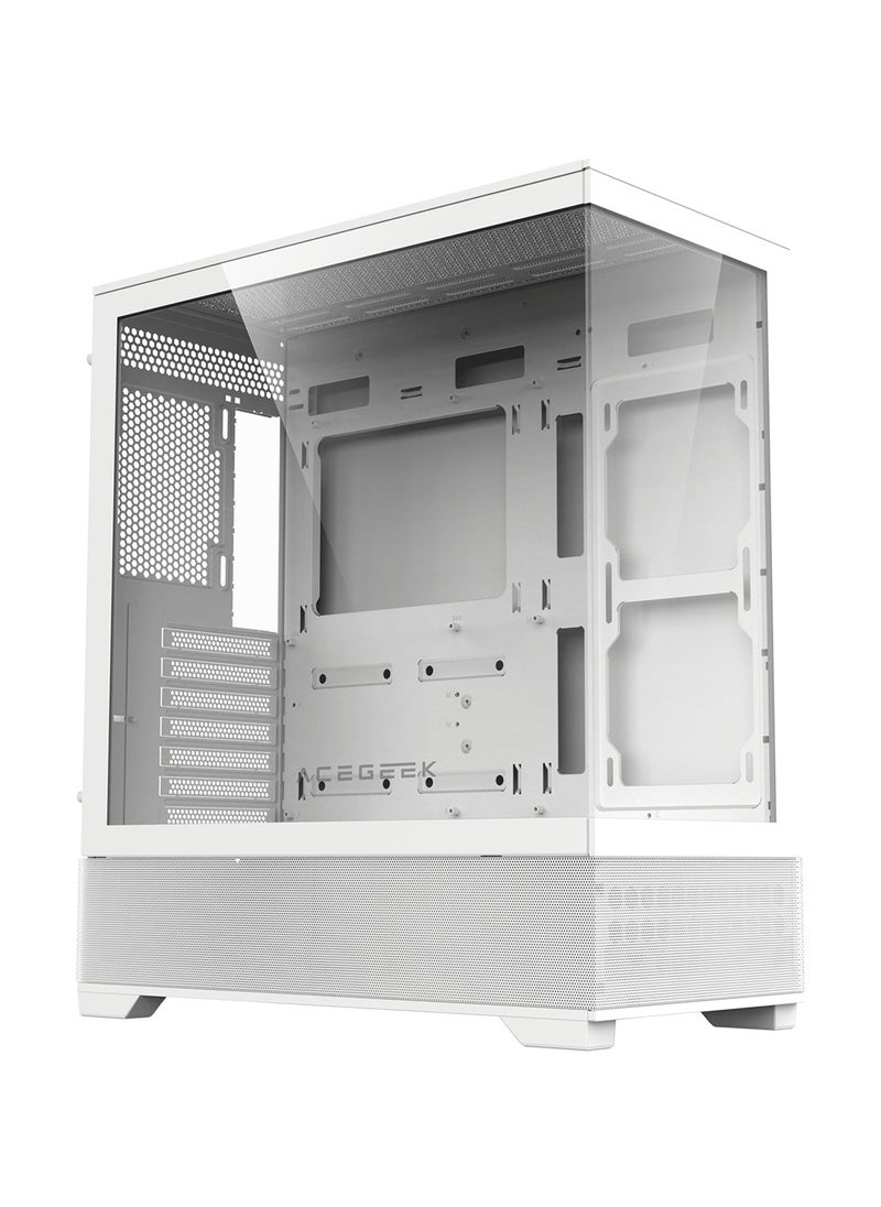 CRUISER حافظة كمبيوتر AceGeek Cruiser L460، مبرد يصل إلى 360 مم و9 مراوح، زجاج مقسّى 0.7 مم ومادة SPCC، USB 3.0، USB 2.0، Type-C، منافذ إدخال/إخراج صوتية عالية الدقة، أبيض | AG-CRUISER-L460-WH  - Image 4