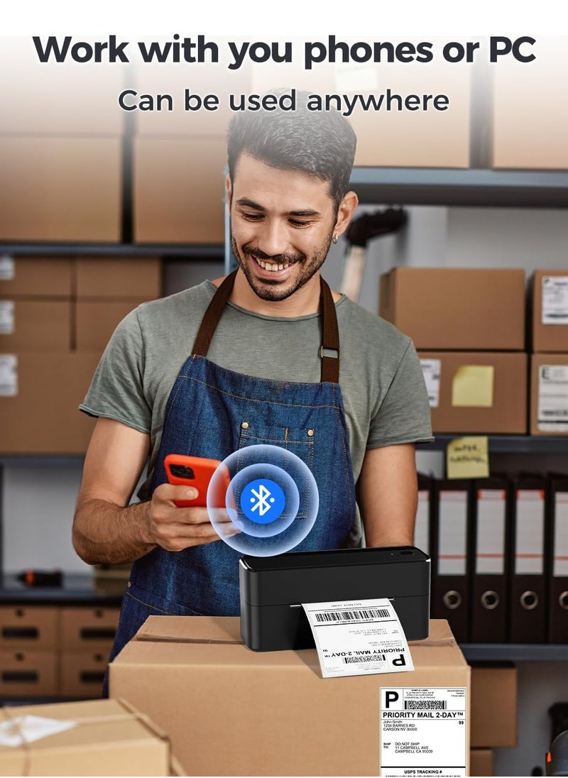 Bluetooth Thermal Label Printer for Shipping Label - Wireless Shipping Label Printer Compatible with iOS&Android&PAD&PC