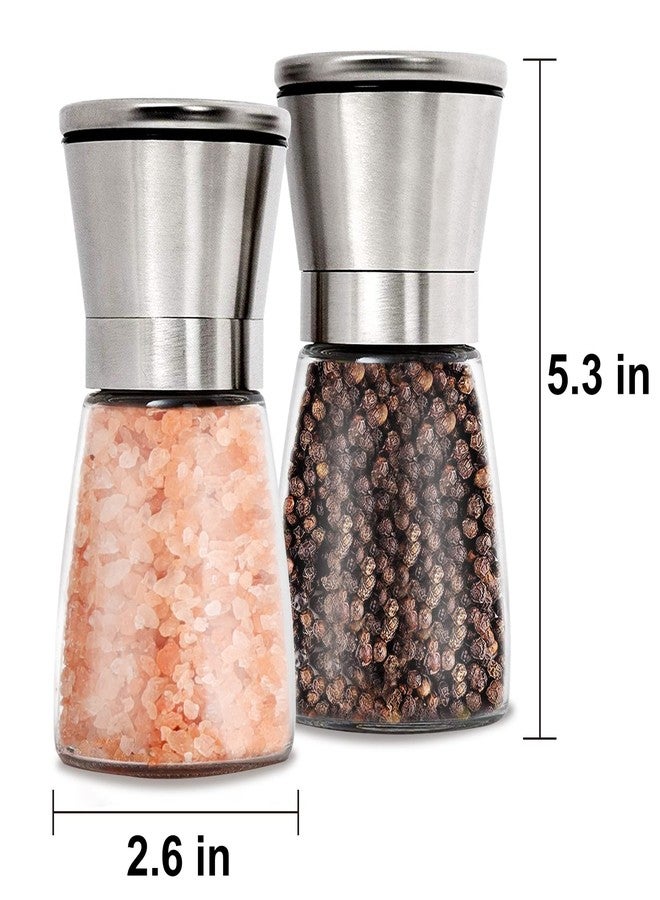 Gulex® Salt and Pepper Grinder Set Pepper Mill, Sea Salt Shaker Refillable, Adjustable Coarseness, Stainless Steel with Ceramic Rotor (Set of 2) - Image 2