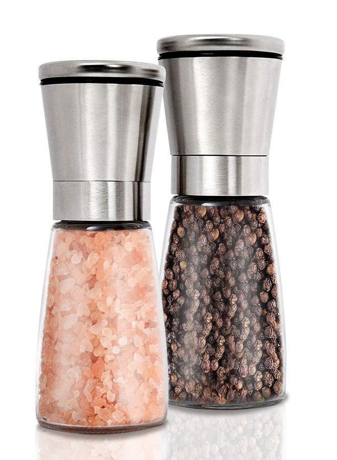 Gulex® Salt and Pepper Grinder Set Pepper Mill, Sea Salt Shaker Refillable, Adjustable Coarseness, Stainless Steel with Ceramic Rotor (Set of 2) - Image 1
