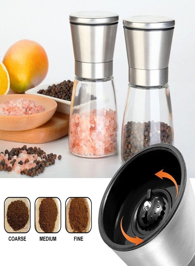 Gulex® Salt and Pepper Grinder Set Pepper Mill, Sea Salt Shaker Refillable, Adjustable Coarseness, Stainless Steel with Ceramic Rotor (Set of 2) - Image 4
