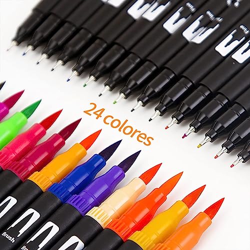 Corslet 36 Water Based Dual Tip Brush Pens: 1-2mm & 0.4mm Tips with Carrying Case for Art, Calligraphy and Sketching - Image 5
