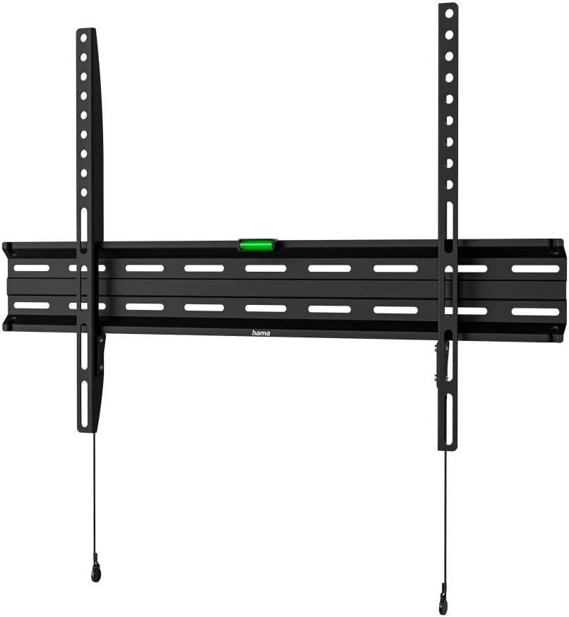 Hama Fixed TV Wall Mount, 32–75 Inch (81–191 cm), VESA 50x50–600x400, Max 40 kg, Ultra Slim 2.3 cm, Steel, with Fischer Plugs & Spirit Level, Black