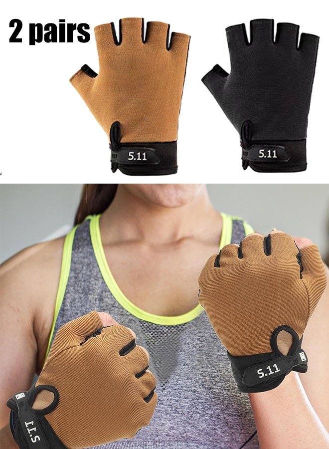 5.11 2 Pairs Workout Gloves for Men and Women, Exercise Gloves for Weight Lifting, Cycling, Gym, Training, Breathable and Snug Fit - Image 1