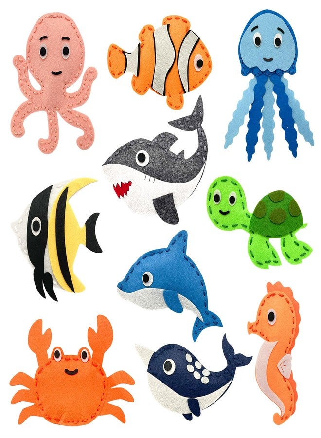 Vlokup Sea Animals Felt Sewing Kit for Kids, Ocean Animals Kids Sewing Kit for Beginners Ages 7 8 9 10 11 12， Sewing Craft Kit Educational and Fun Gift for Girls and Boys - Image 1