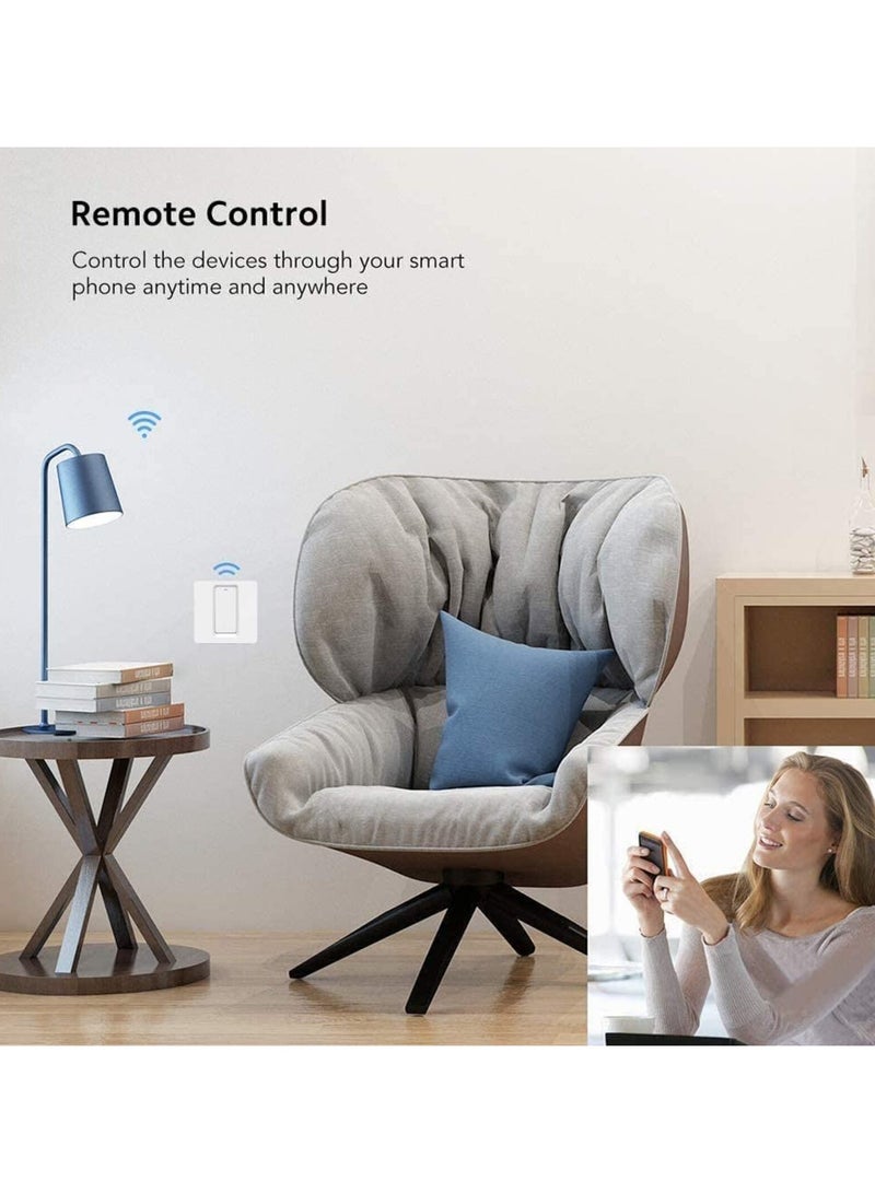 Imteaz Smart WiFi Wall Switch No Neutral Wire Required No Hub Needed Compatible with Google Home Alexa Touch and App Remote Control Timing Function Voice Control White 1 Gang for Home Automation Daily Use - Image 3