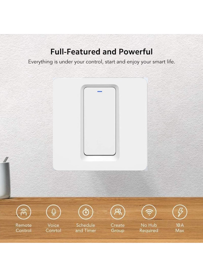 Imteaz Smart WiFi Wall Switch No Neutral Wire Required No Hub Needed Compatible with Google Home Alexa Touch and App Remote Control Timing Function Voice Control White 1 Gang for Home Automation Daily Use - Image 2