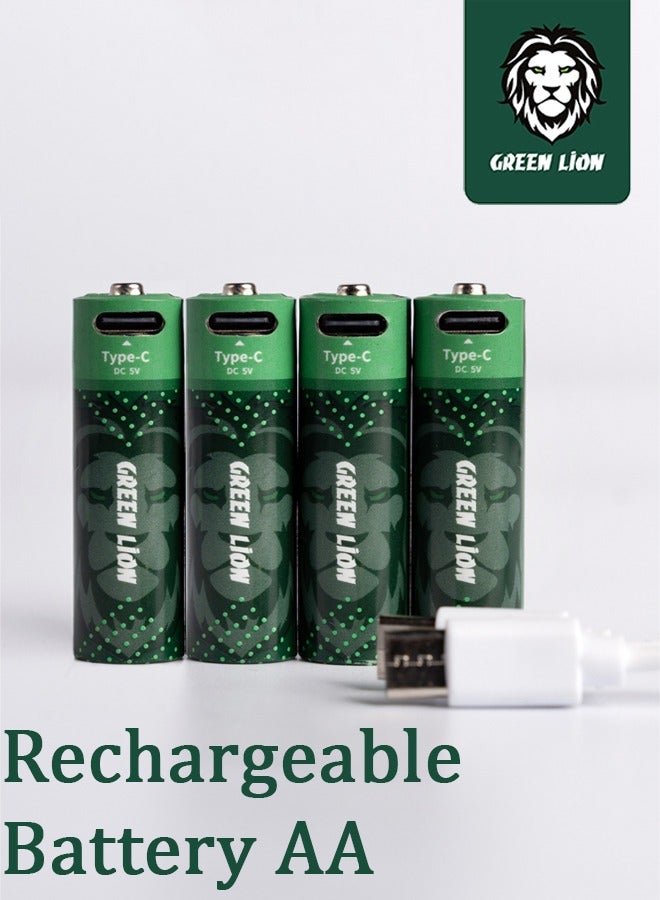 Rechargeable Battery AA / LED Charging Indicator / Type-C Charging Port / Accidental Leakage Protection / Easy to Open Value Pack - Green