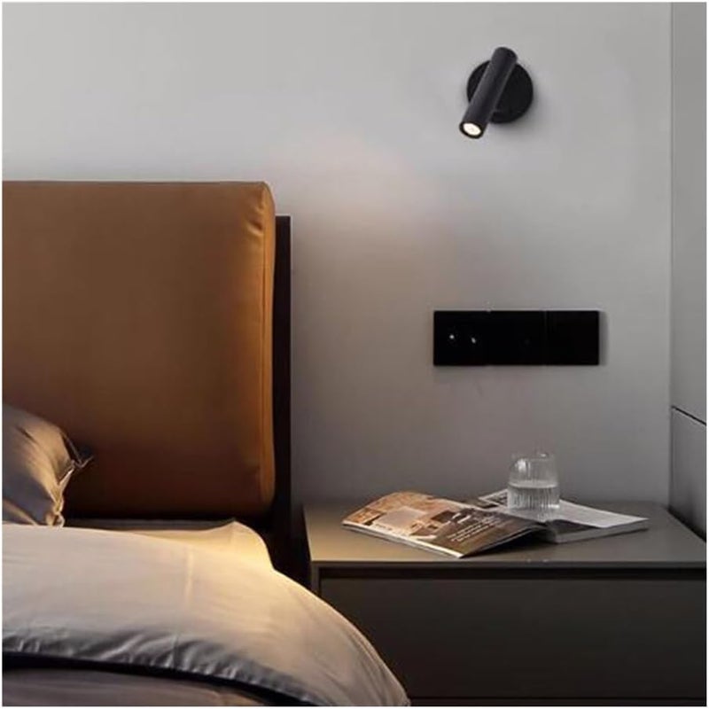Rotatable LED Wall Sconce, Modern Metal Wall Light with 330°+90° Adjustable Arm, Bedside Reading Lamp for Bedroom, Study, Hotel(Black-3W,3000K Warm Light) - Image 2