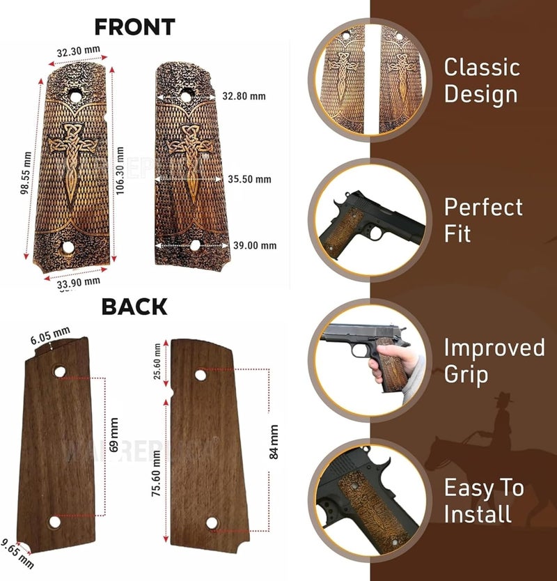 warreplica WWII US M1911 / 1911 .45 Wooden Grips - Reproduction - Image 3