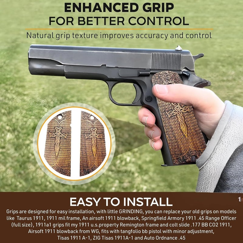 warreplica WWII US M1911 / 1911 .45 Wooden Grips - Reproduction - Image 5