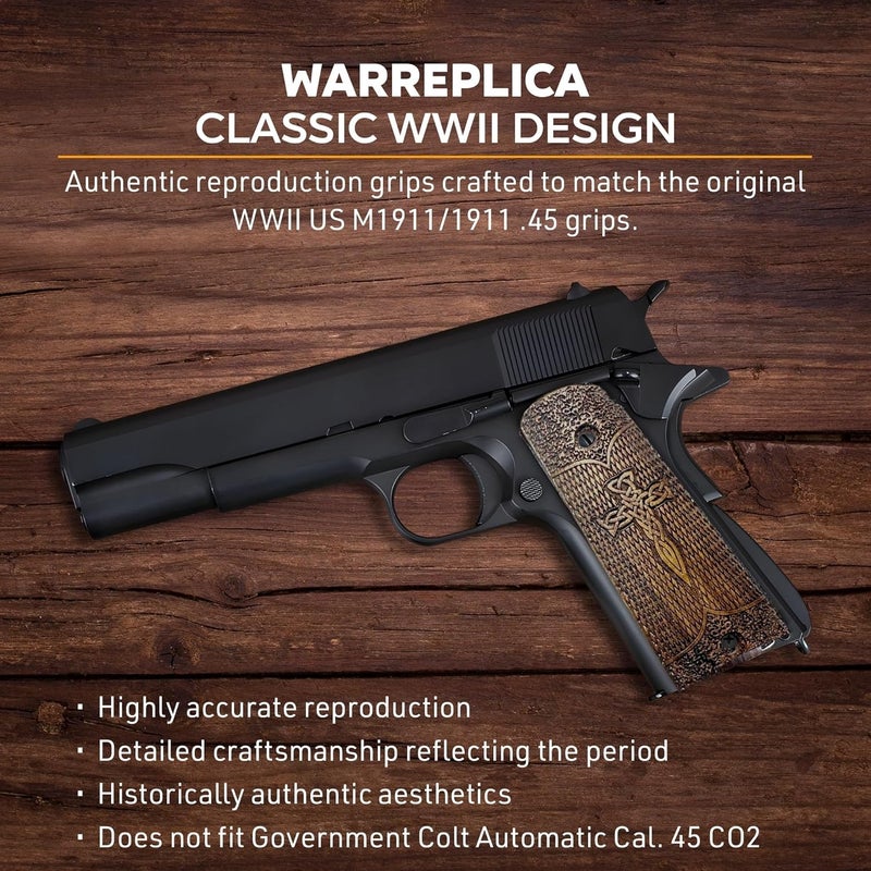 warreplica WWII US M1911 / 1911 .45 Wooden Grips - Reproduction - Image 4