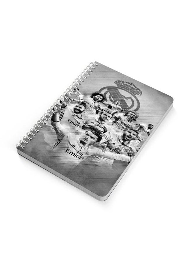 LOWHA Real Madrid Team A5 Spiral Bound Notebook Black/Grey - Image 2