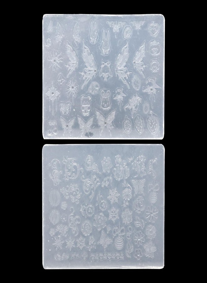 yueton 2Pack Flower Butterfly Nail Art Silicone Molds Cute Cartoon Nail Sticker Molds Decor Tool - Image 1