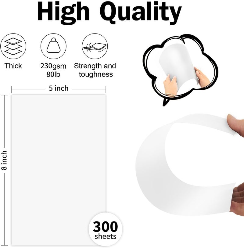 Goefun Large Index Cards 5x8 White Cardstock, Goefun Blank Note Cards 300 Pack, 80lb Thick Paper for Printing, Study Notes, Recipes, DIY Art Projects - Image 2