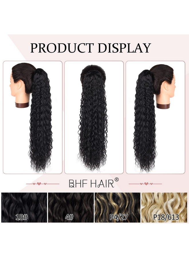 BHF HAIR Long Drawstring Ponytail Extension Synthetic 26 Curly Bun Ponytail Black Clip In Hair Extensions Ponytail For Women - Image 3