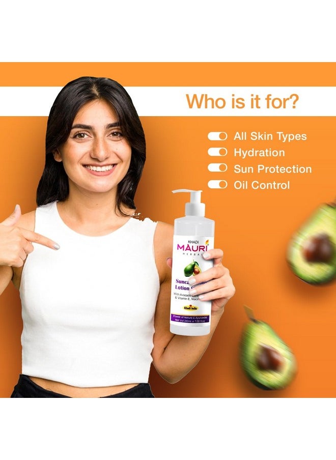 Khadi Mauri Herbal Suncare Body Lotion (Sunscreen) Spf 50 | Broad Spectrum | Hydrates & Nourishes Skin | Enriched With Avocado Oil, Vitamin A & E, Niacinamide | 210 Ml  - Image 3