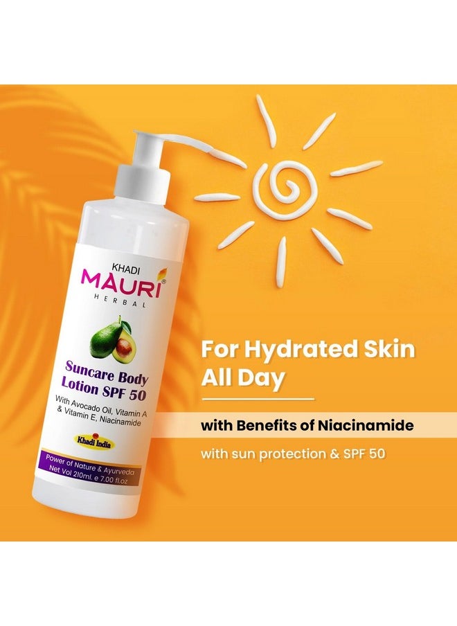 Khadi Mauri Herbal Suncare Body Lotion (Sunscreen) Spf 50 | Broad Spectrum | Hydrates & Nourishes Skin | Enriched With Avocado Oil, Vitamin A & E, Niacinamide | 210 Ml  - Image 2