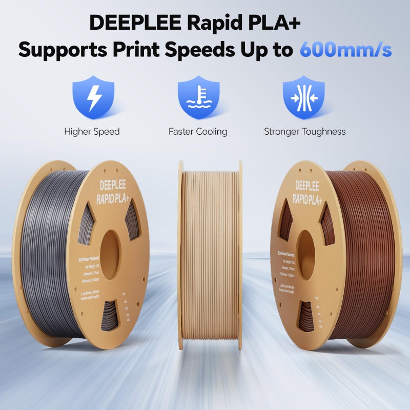DEEPLEE Rapid PLA Plus Filament 1.75mm, High Speed 3D Printer Filament Up to 600mm/s, PLA+ Filament Dimensional Accuracy +/- 0.02 mm Fits Most FDM 3D Printer, Cardboard Spool Black 1kg - Image 2