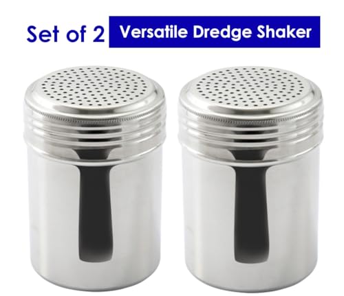 Great Credentials© Stainless Steel Versatile Dredge Shaker, Salt, Sugar, Shakers 10 Oz. Each Set of 2 (Without Handle) - Image 2