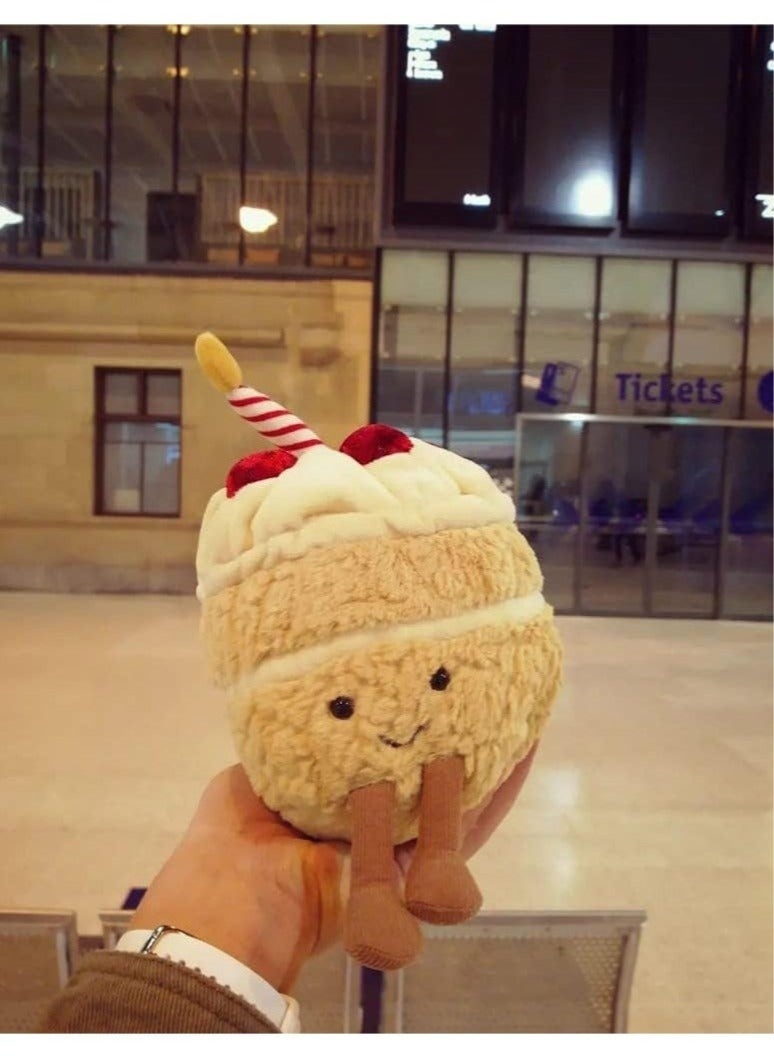 لعبة قطيفة مرجحة، دمية كعكة عيد ميلاد 12 بوصة، وسادة كعكة ابتسامة لطيفة محشوة، لعبة طعام ناعمة مضحكة كهدية للأطفال في عيد الميلاد - Image 3