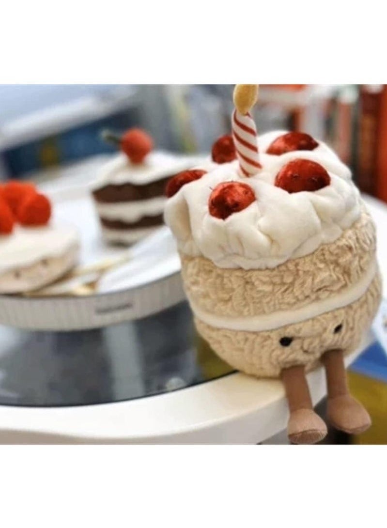 لعبة قطيفة مرجحة، دمية كعكة عيد ميلاد 12 بوصة، وسادة كعكة ابتسامة لطيفة محشوة، لعبة طعام ناعمة مضحكة كهدية للأطفال في عيد الميلاد - Image 5