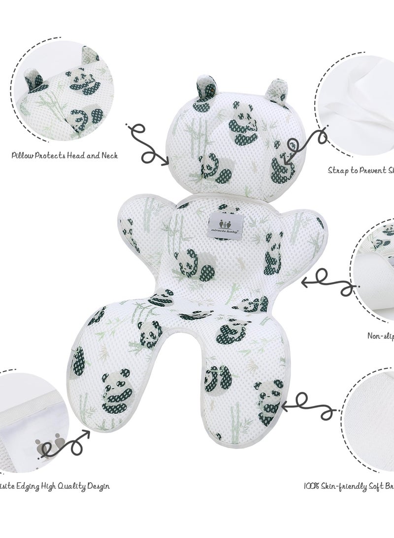 Baby 3D Mesh Stroller Seat Liner Pad, Breathable Stroller Liner Insert Cover, Panda Bamboo Design, Comfortable Stroller Cushion Pad for Baby Infants - Image 4